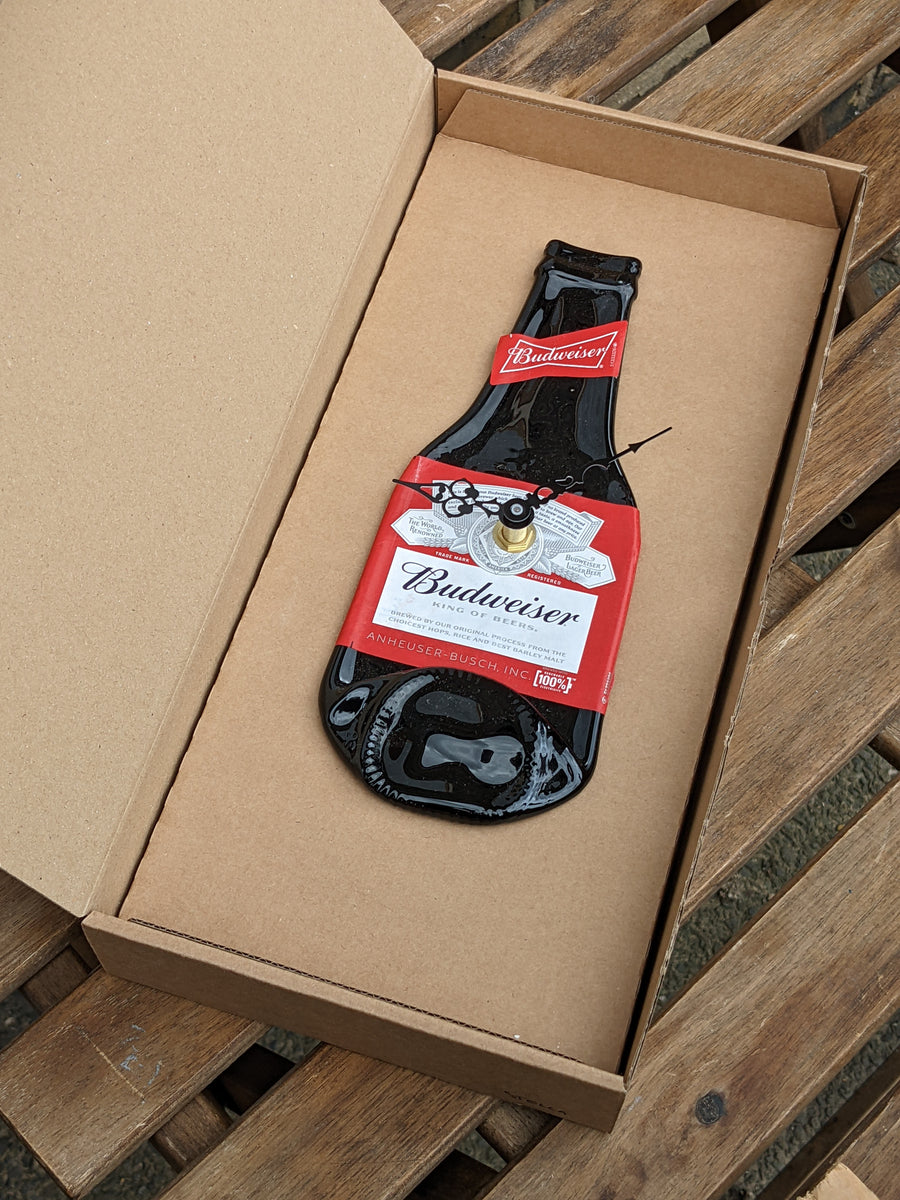 Budweiser bottle clock Rewind Glass