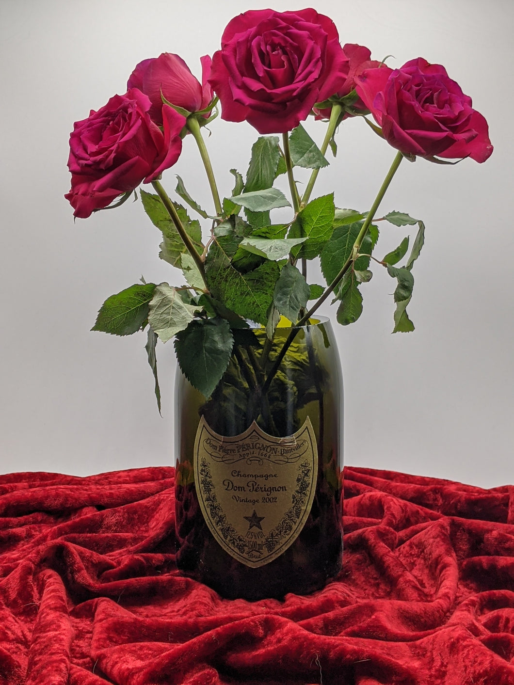 Dom Perignon champagne bottle vase