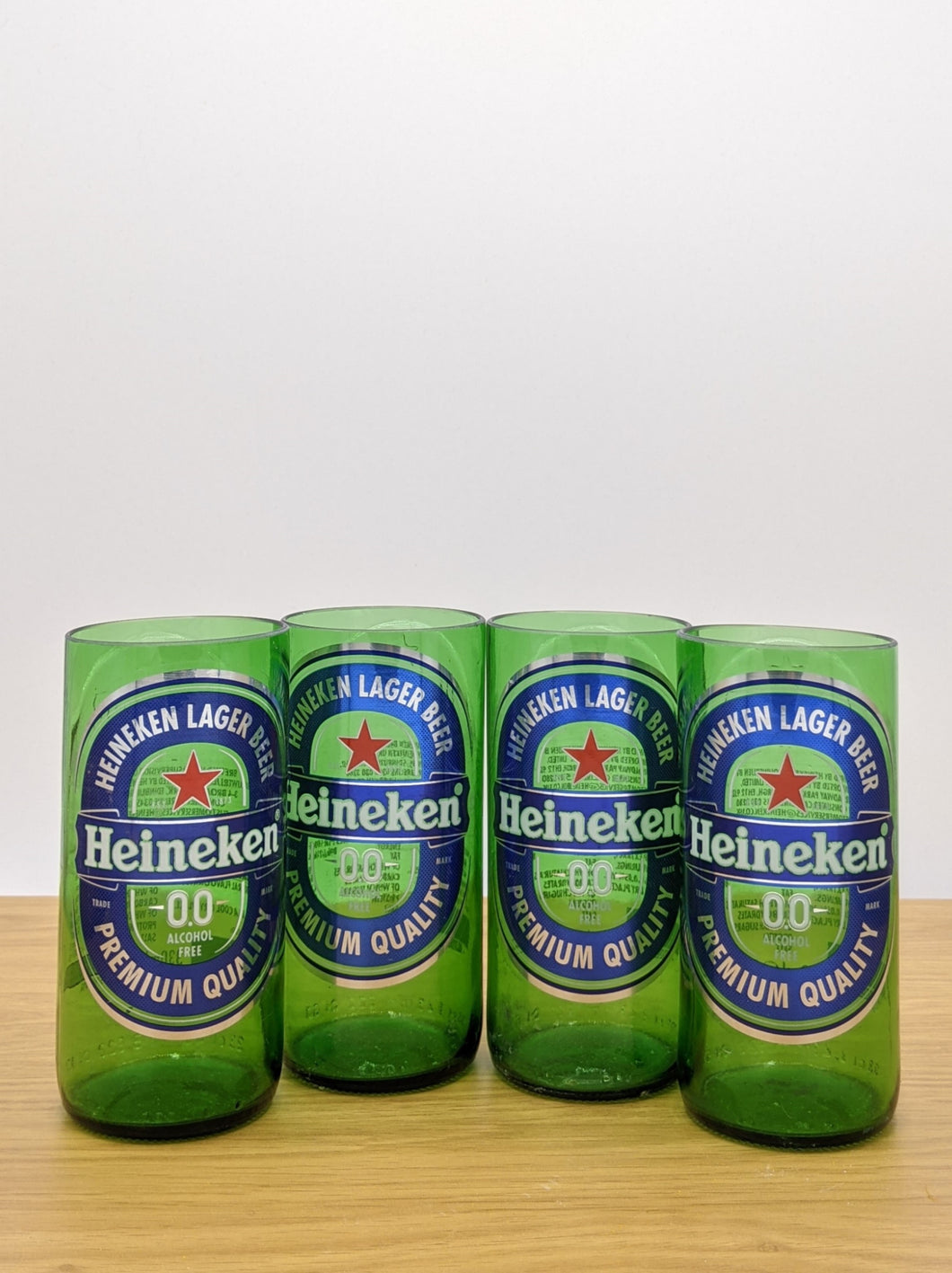 Heineken Blue (alcohol free) beer bottles (set of four)