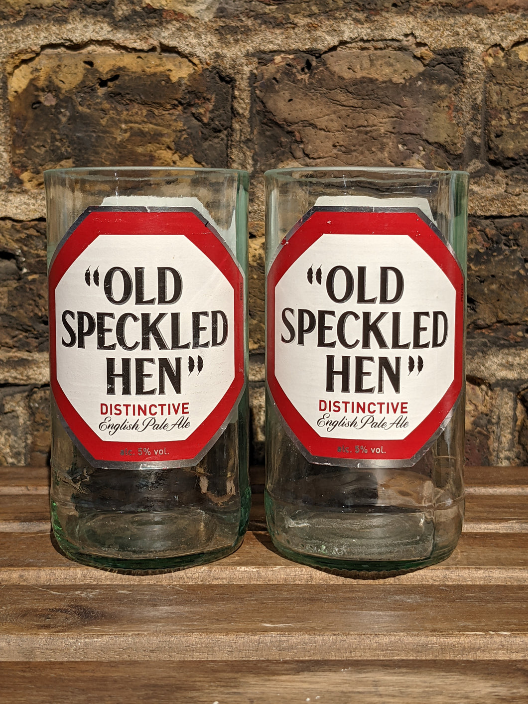 Old Speckled Hen beer bottle glasses