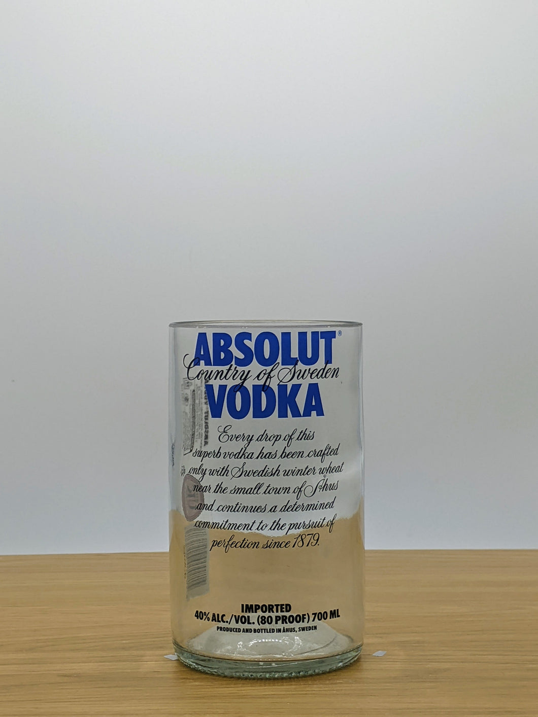 Absolut vodka bottle glass