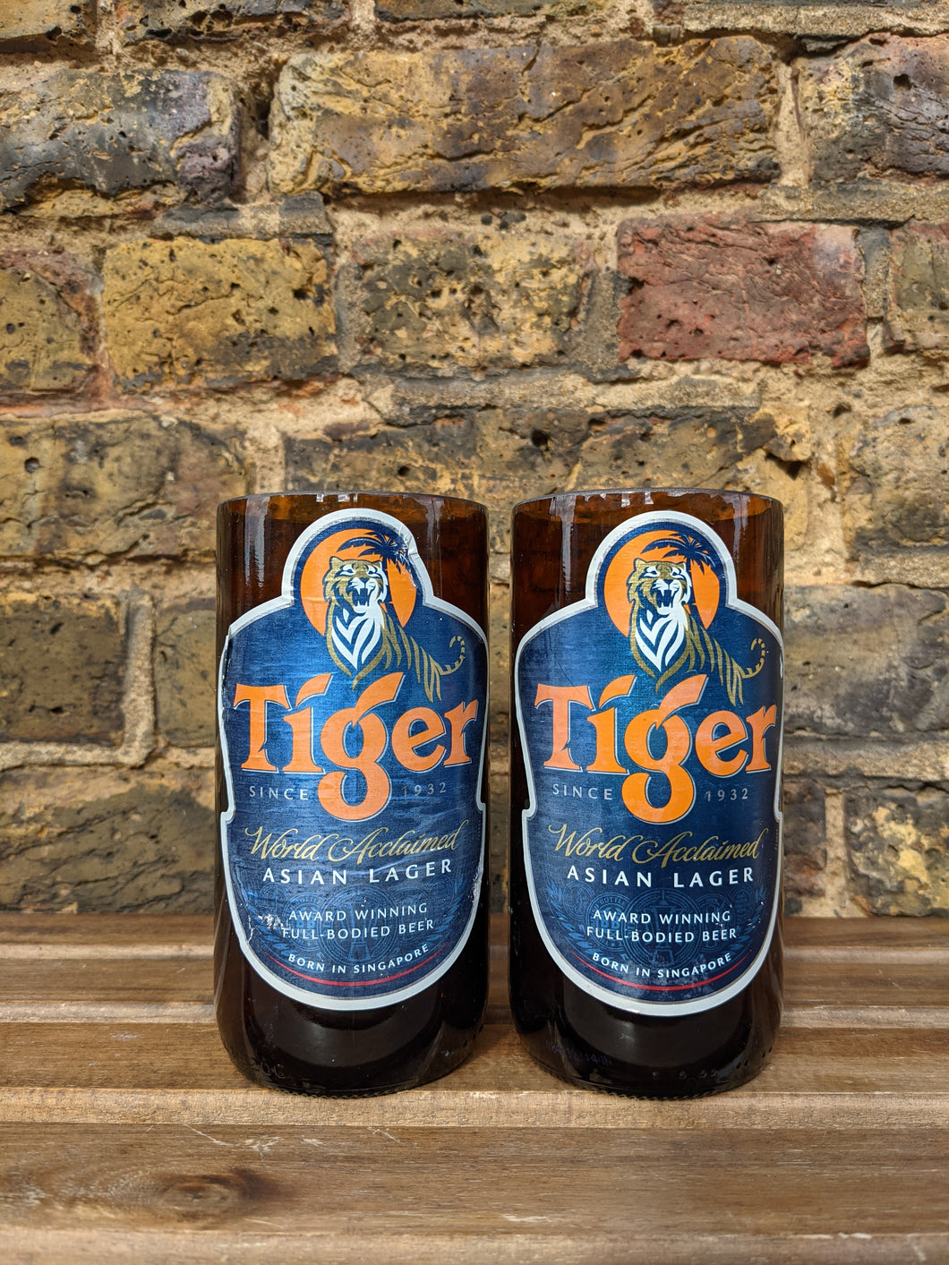 Tiger beer bottle tumblers (pair)