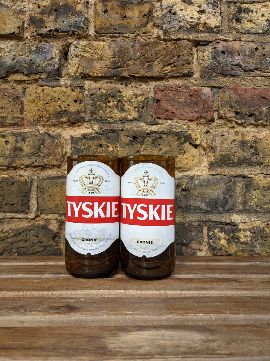 Tyskie Beer Bottle Tumblers pair Rewind Glass tyskie-beer-bottle-tumblers-pair-rewind-glass