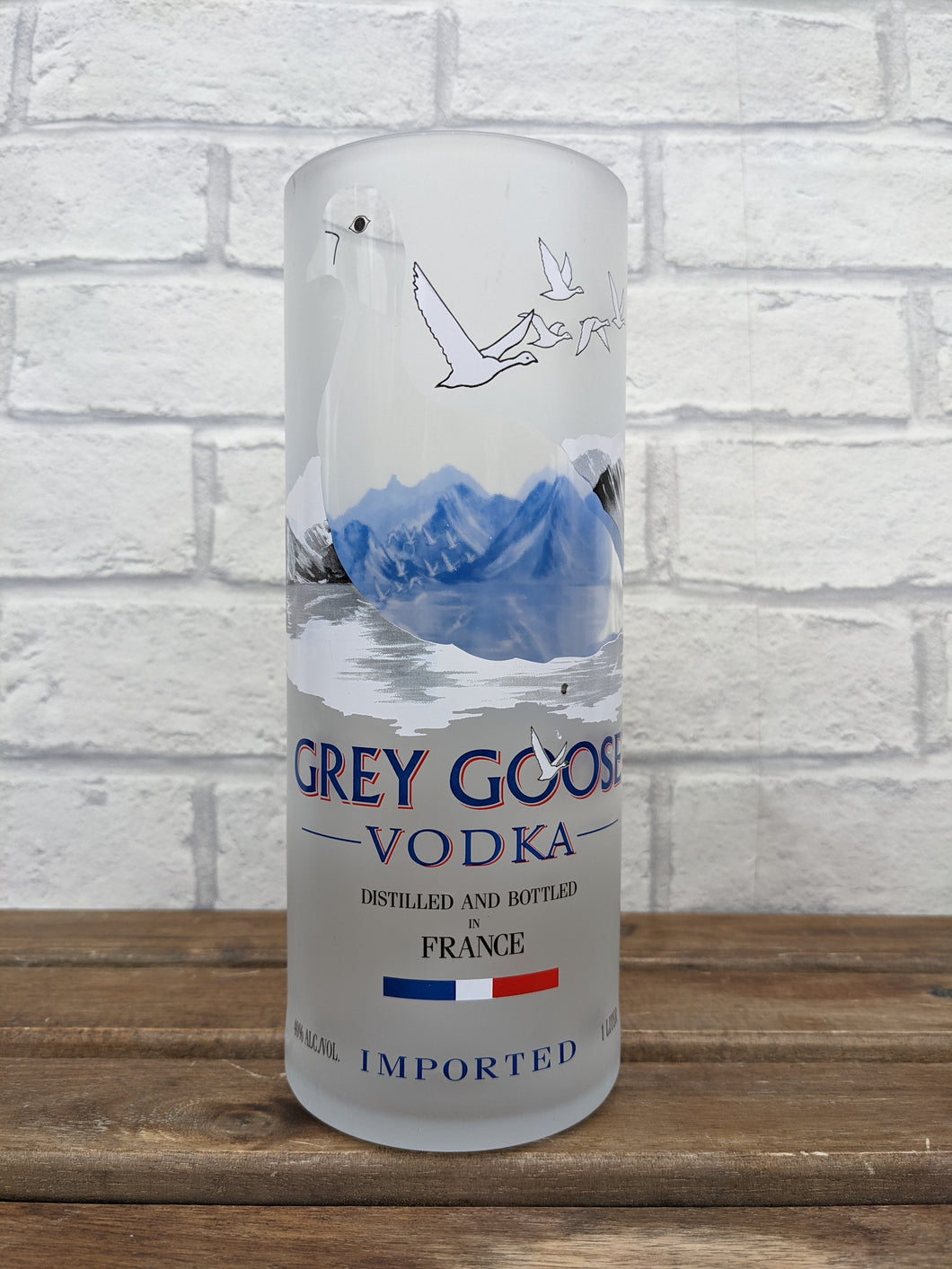 Grey Goose vodka bottle vase